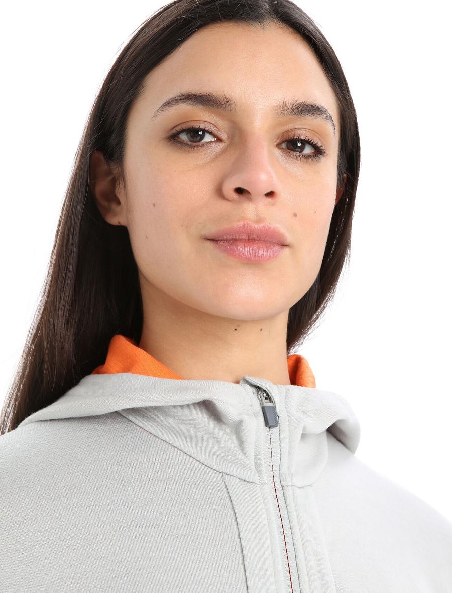 Sweat À Capuche Icebreaker Merino Quantum III Long Sleeve Zip Femme Orange Grise | FR 1676RVDW